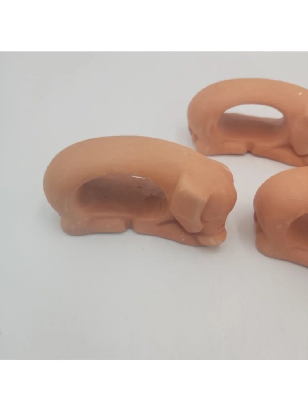Set of 4 Toyo Terra Cotta Clay Pigs Farm Animal Napkin Rings 3